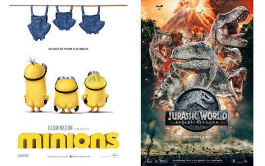 20 08 02 Minions Jurassic World Fallen Kingdom Side By Side